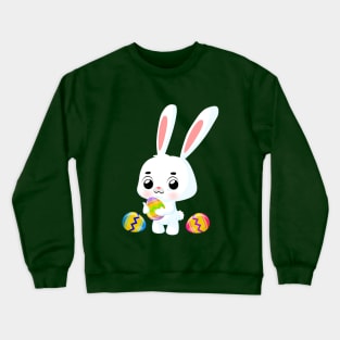 Easter bunny with colored eggs Crewneck Sweatshirt